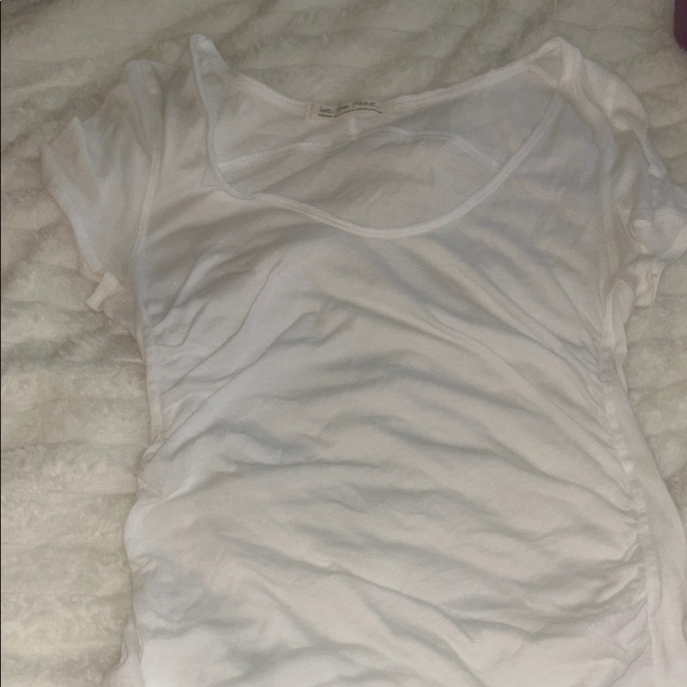 We The Free White Ruched Short Sleeve Tee